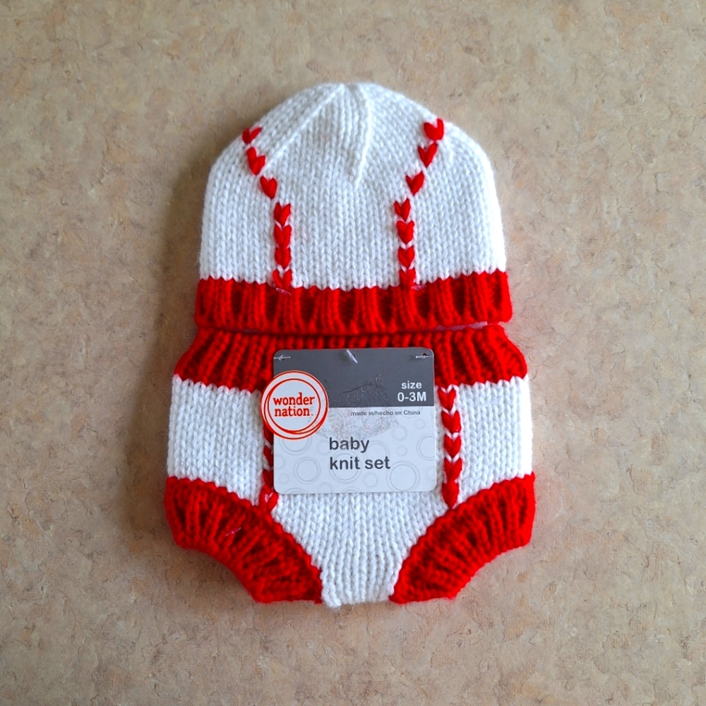 Wonder Nation, Baby Baseball Knit Set, Size 0-3 Month